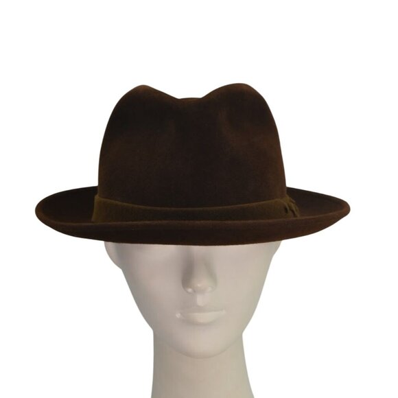 Vintage Peschel Brown Fedora Hat Mens M Wool Felt Made In Czechoslovakia - Picture 3 of 11